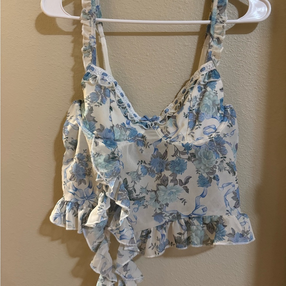 Edikted Blue and White Floral Camisole